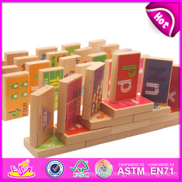 Nuevo juego de dominó de madera de la imaginación 2014 para los niños, juguete de madera colorido del dominó para los niños, juguete de madera del dominó del juego para el bebé W15A007